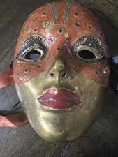 Mardi Gras Mask METAL Painted  5" x 3"-