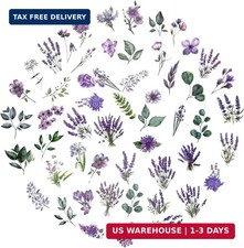 100 Pcs Lavender Purple Flower Stickers for Scrapbooking Junk Journal Notebook D