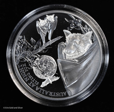 2023 $1 Australia Night Flying Fox 1 oz Silver Black Proof Coin in OGP