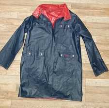 VINTAGE Lacoste Izod Raincoat Reversible Red Navy Blue Waterproof Medium Mens
