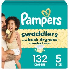 Pampers Swaddlers Baby Diapers Size 5 20-37 lbs 132 Count