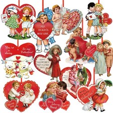 48 Pcs Vintage Valentine Hanging Ornaments Retro Valentines Tree Ornaments Heart