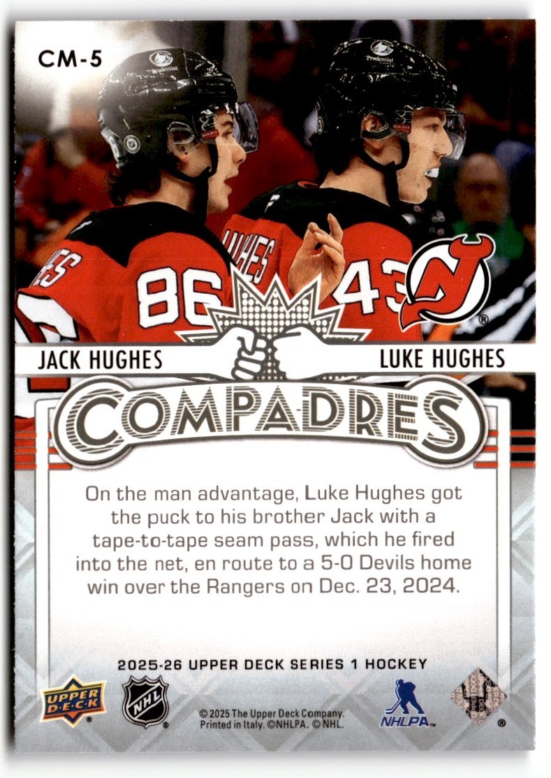Jack Hughes / Luke Hughes 2025-26 Upper Deck Compadres #CM-5 New