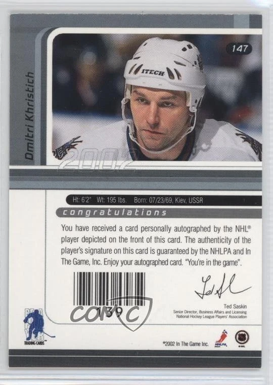 2002-03 ITG Be A Player Signature Series Gold Dmitri Khristich #147 Auto - Image 2 of 2
