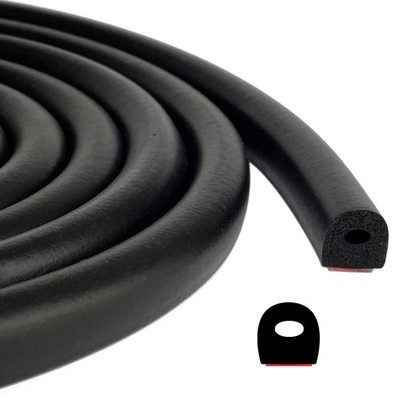 D Shape EPDM Foam Rubber Seal with Tape, Self-Adhesive Rubber Weather Strippi...