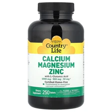 Country Life Calcium Magnesium Zinc 250 Tablets GMP Quality Assured,