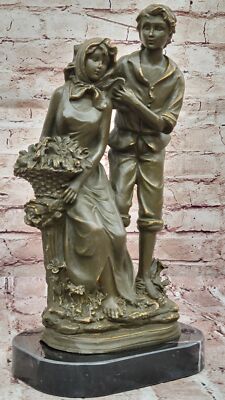 Lovers Embrace Bronze Sculpture   Art Deco Garden Statue Romantic Gift Figurine