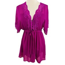 Seductivewear Cinema Etoile Women's S Short Gown  Robe 2pc Set Lingerie Purple