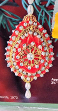 LeeWards VELVET PEAR Vtg Pinning Sequin Bead Christmas Ornament Kit 1973 MCM NOS