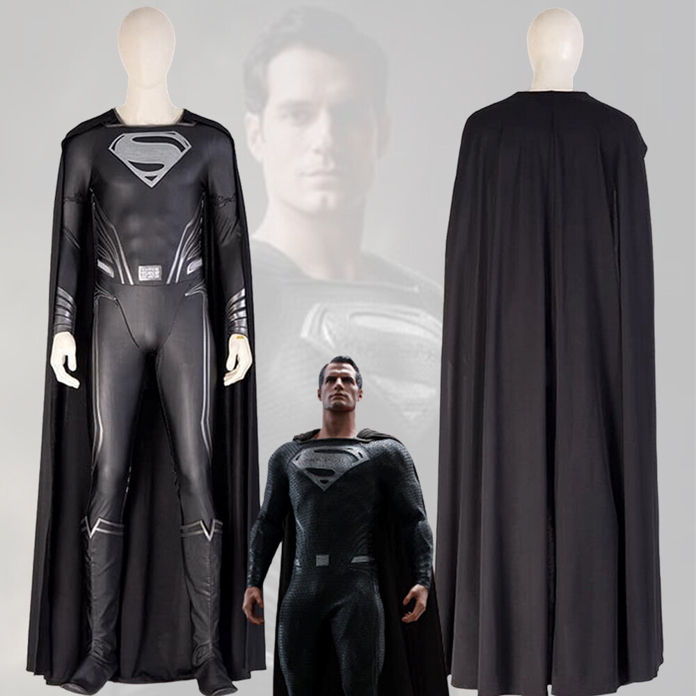 ×Superman コンプレッションウェア ブラック L タグ付き Superman Costume Zack Snyder's Justice League Cosplay Black Suit