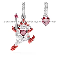 New Alice in Wonderland drop earrings Asymmetrical, Playing card Rhodium plated