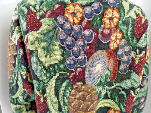 Blazer Chaqueta Manga Larga Vintage Pintado Pony Fruta Tapiz Brocado 2 Botones - Imagen 10 de 10