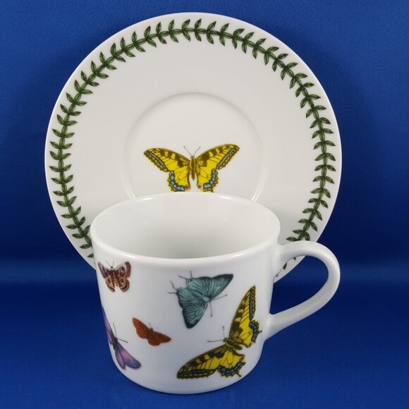 Portmeirion Studio BOTANIC BUTTERFLY Flat Drum Tea Cup and Saucer eBay
