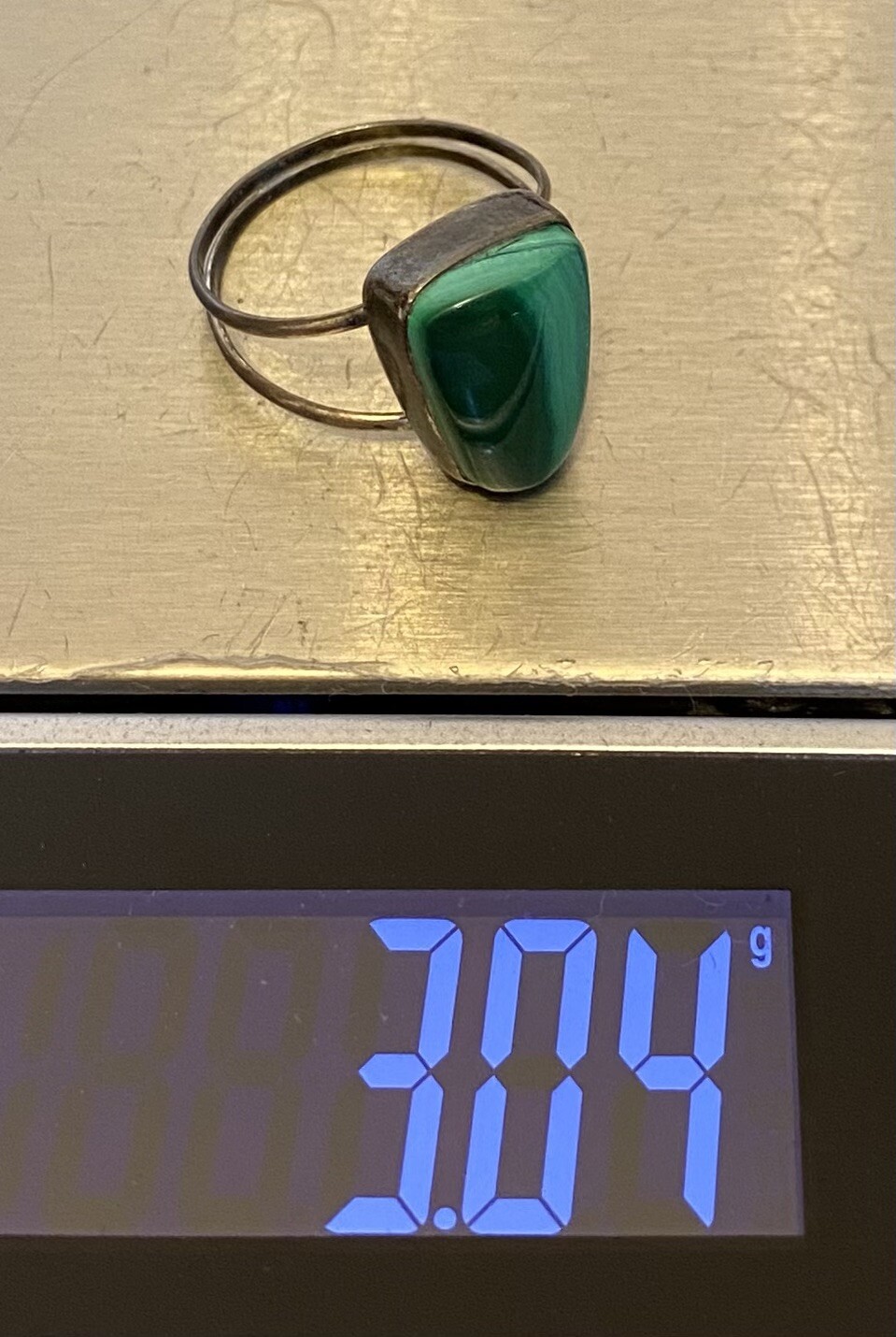 Native American Silver Malachite Split Shank Ring… - image 17