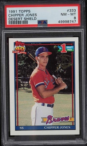 💥Chipper Jones 1991 Topps Desert Shield #333 Braves HOF (RC) PSA 8 NM MT