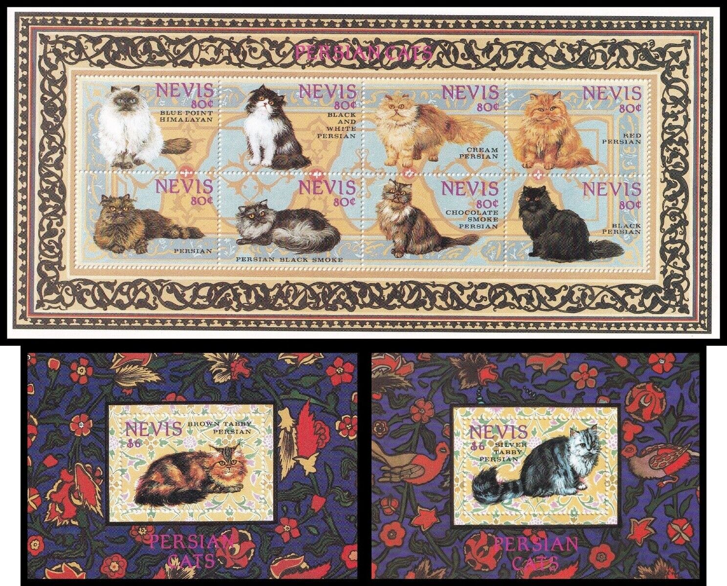 1994 Nevis Persian Cats SG802-809 Sheet MS810 Luxury Factory outlet goods + Miniature Sheets