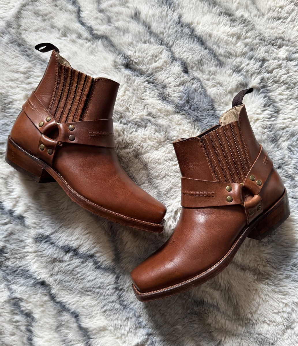 Sancho Boots Cowboy Moto Biker Western Ankle Leather Shoes  display picture 2
