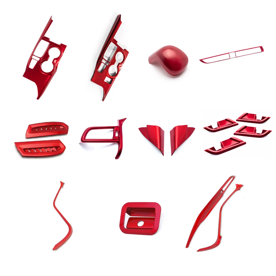 Cubierta superpuesta de consola central roja brillante interior para Toyota Camry 2018-2024 Foto 4 de 4