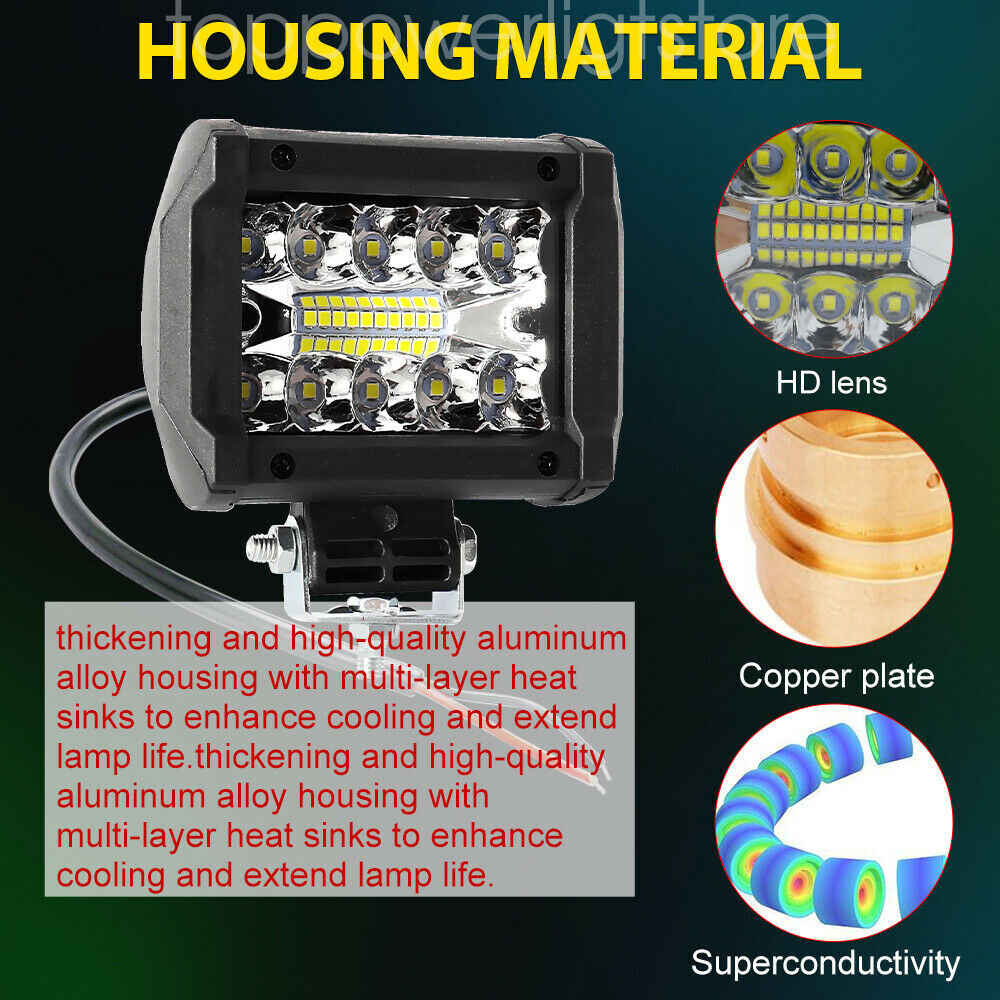 2PCS 4'' Spreader LED Lights Pods Spot Lights Marine Deck Mask Lights Boat 12V