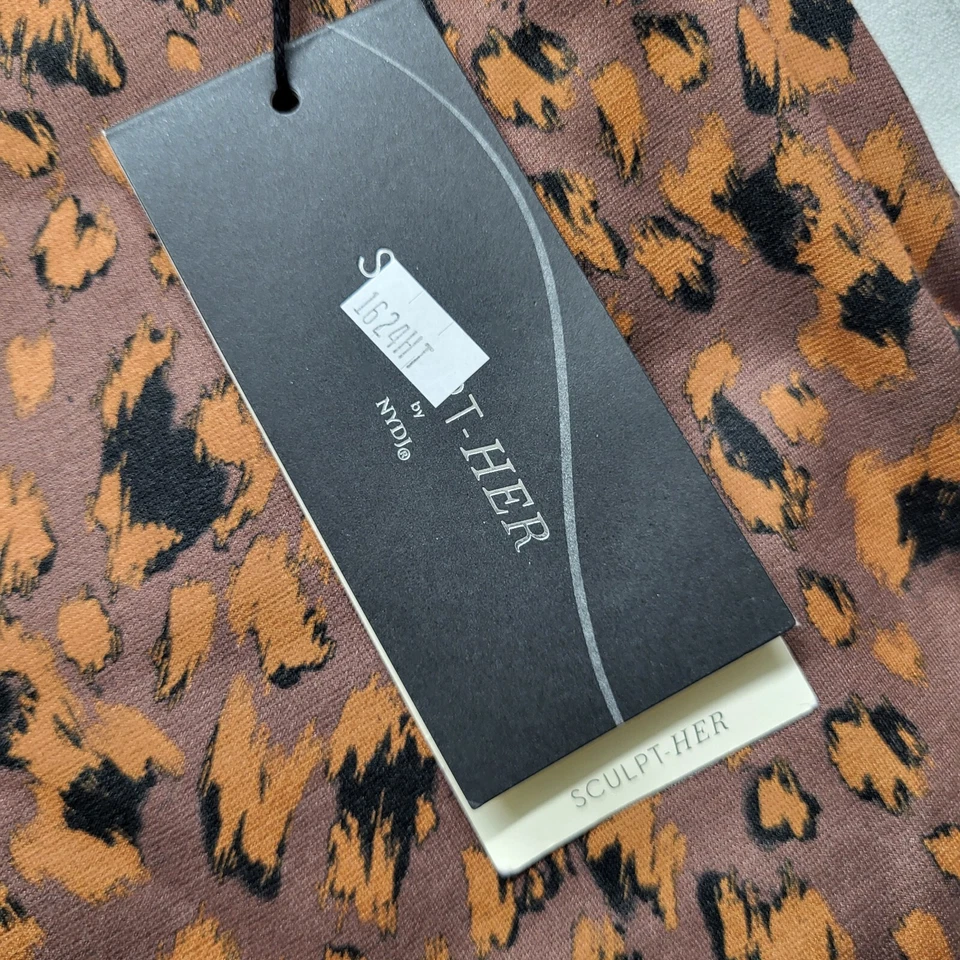 NUEVO NYDJ Leggings Esculpidos Grandes Naranja Leopardo Tiro Alto Elástico Elástico Foto 2 de 4