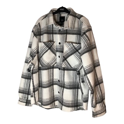 River Island Mens Overshirt Jacket White Long Sleeve Check Pattern Casual  Top | eBay