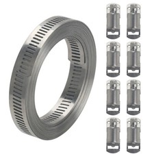 11.5FT Adjustable Large Hose Clamps Worm Gear Stainless Steel Clamp 8 Fasteners