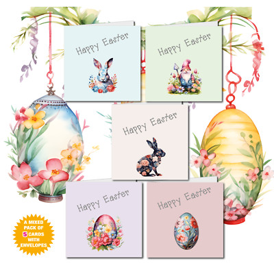 5er-Pack ~ Niedliche Osterkarten einfach oder maßgeschneidert Haseneier persönliche Familienkarte - 401