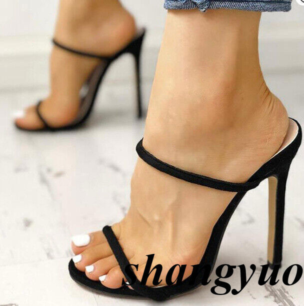 Mujer Tacones Altos Zapatillas Puntera Abierta Tacones de aguja Sandalias Zapatos Mulas Fiesta