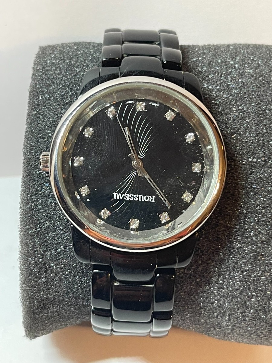 Rousseau Black Ladies Watch with Crystal‎ Accents ROUSSEAU WOMEN main image 2