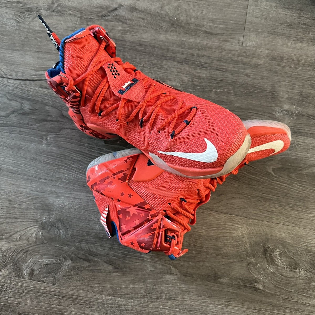 RARE Nike LeBron 12 XII USA Independence Day Red Mens Shoes 