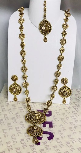 Antique gold kundan rani haar long 