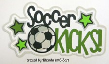 SOCCER KICKS sport paper piecing title Premade Scrapbook Pages album by Rhonda