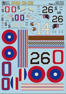 Print Scale 48-047 - 1/48 Decal for Spad Xll-WIII Part-2