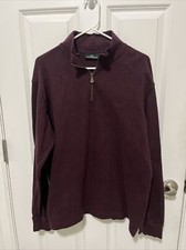 Rodd  Gunn Sweater L 1/4 Zip Pullover Burgundy w Blue Dog Label Mock Neck Mens