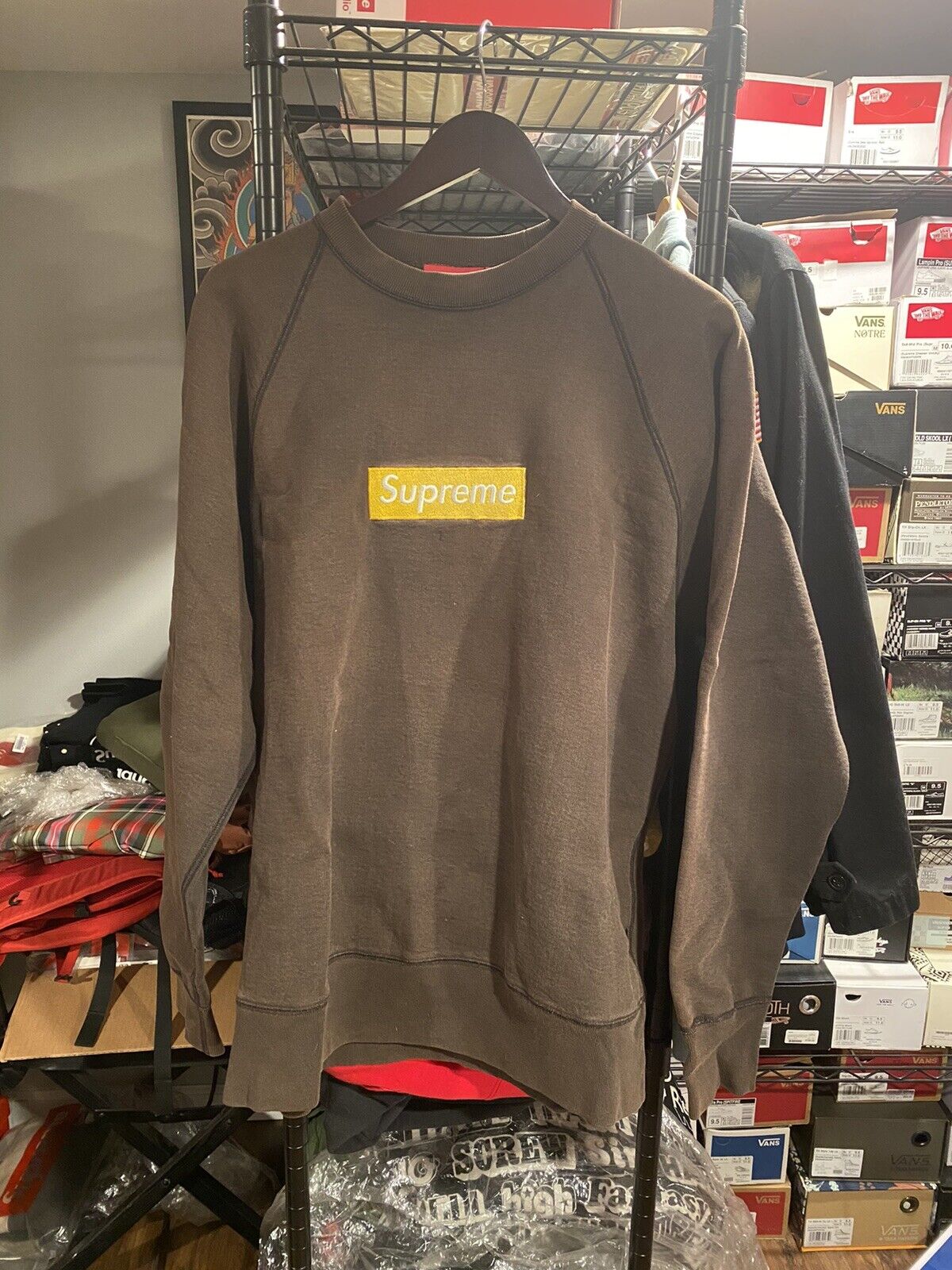 クルーネック【Lサイズ】 Supreme Box Logo Crewneck brown