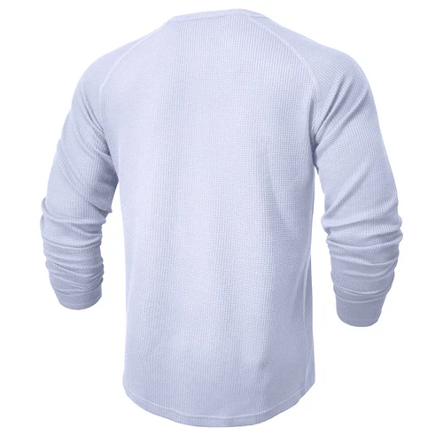 Mens Ribbed Henley Shirts Long Sleeve Button Grandad Plain Casual Tops T-Shirt - Picture 17 of 34