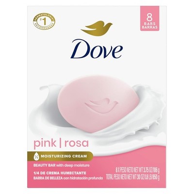 Dove Beauty Bar Soap Pink Rosa Women, Moisturizing  3.75 oz, 8 Count