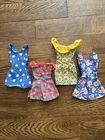 Lot of 4 Vintage Mattel Barbie Dresses Blue Yellow Orange