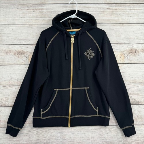 Blizzard Hearthstone Zip Hoodie Mens Medium Black Gold Embroidered Video Game