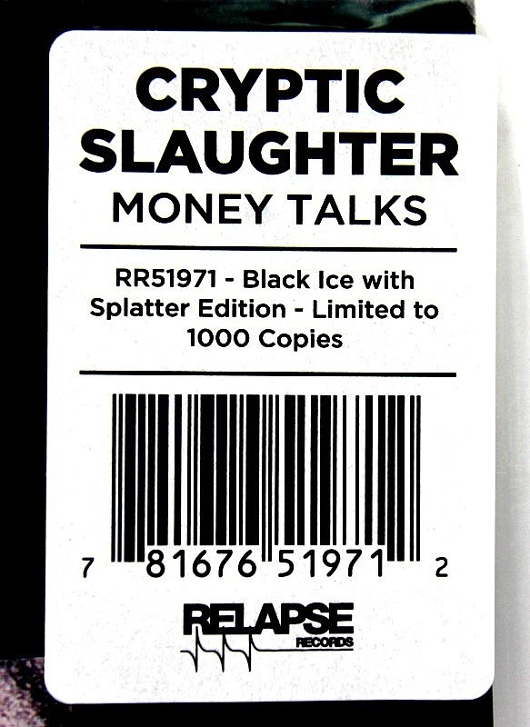 Cryptic Slaughter– "Money Talks"  1987/2024 RE - Thrash LP - LTD BLACK ICE - NEW - Image 2 of 4