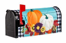 Buffalo Check Pumpkins Mailbox Cover