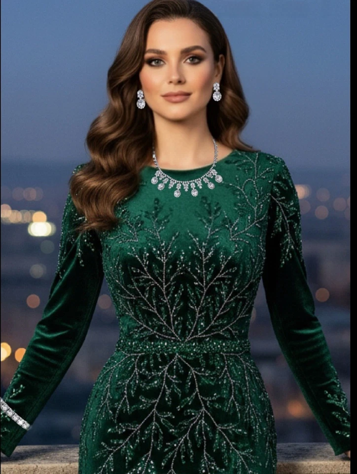 18k White Gold Plated Oval Drop Charm Bridal Jewelry Set w Lab-Created Swarovski - Image 2 of 4