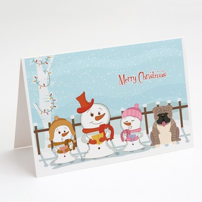 Christmas Carolers English Bulldog Grey Brindle Greeting Cards Pk 8 BB2457GCA7P