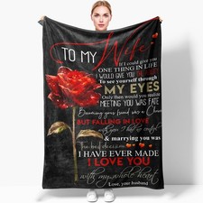 To My Wife Blanket 50x40 Inch Anniversary Birthday Gift I Love You Rose