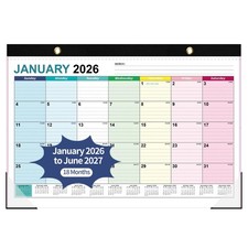 Desk Calendar 2026, 18 Months Runs from January 2026 to June 2027 Large Size ...