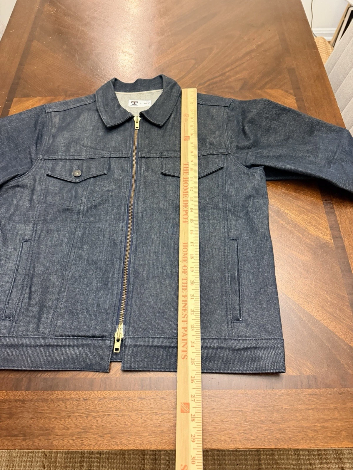 Tellason Raw Denim Jacket White Oak Cone Denim Zip Up Mens Size L image 17