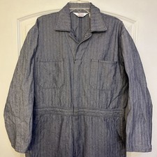 Vintage WALLS Master Made Coveralls Size M Blue Herringbone Workwear, 40 Waist