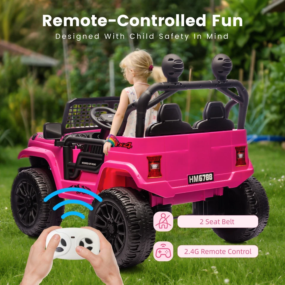 Pink 24V Electric Kids Car 2 Seater Ride on Toy 6mph Battery Truck w/ Remote MP3 - Image 2 of 4