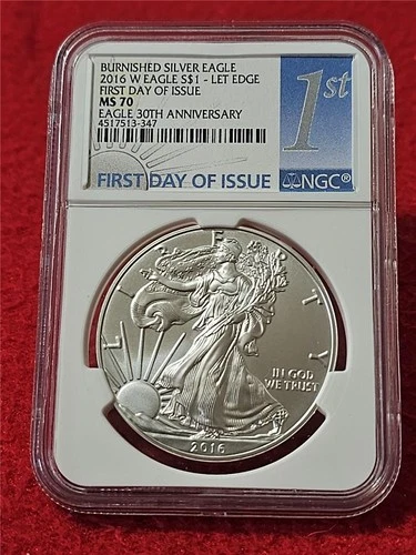 2016-W Silver Eagle Dollar ASE NGC MS 70 BURNISHED 30th ANNIVERSARY FDI  #T1276