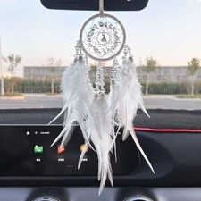 Car Dream Catcher for Rearview Mirror Accessories, Small White Dream Catchers...